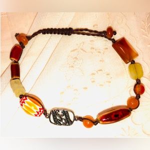 NEW Silpada Sterling Silver Beaded Bracelet Shamballa Style Brown Burnt Orange